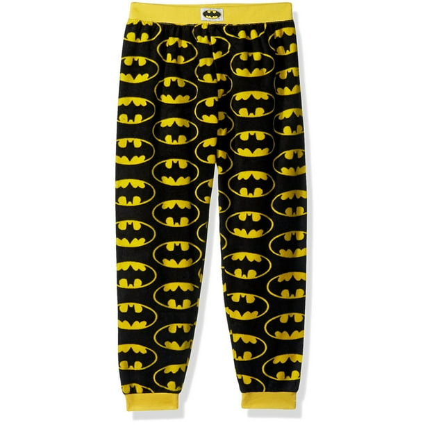 Small // 6-7, Yellow//Black Batman Classic Boys Fleece Pajama Sleep Pants